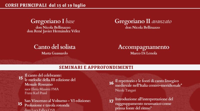 VI Corso estivo di Canto Gregoriano della Diocesi di Isernia-Venafro
